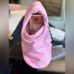 Pink Fleece Hooded Scarf